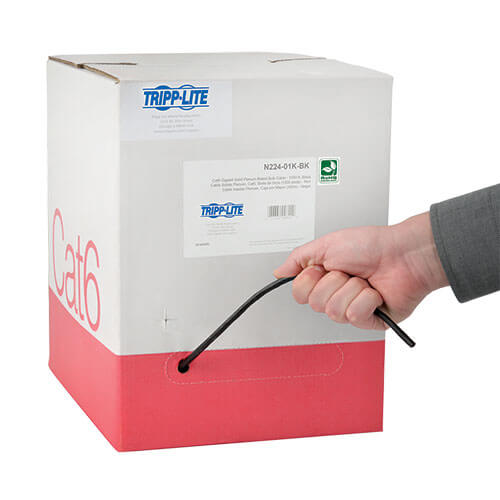 Tripp-Lite N224-01K-BK | Cat6 Gigabit Solid-Core Plenum-Rated UTP CMP PVC Bulk Ethernet Cable, Black, 1000 ft. (304.8 m)
