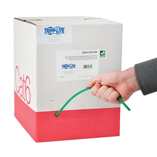 Tripp-Lite N224-01K-GN | Cat6 Gigabit Solid-Core Plenum-Rated UTP CMP PVC Bulk Ethernet Cable, Green, 1000 ft. (304.8 m)