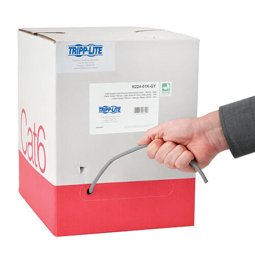 Tripp-Lite N224-01K-GY | Cat6 Gigabit Solid-Core Plenum-Rated UTP CMP PVC Bulk Ethernet Cable, Gray, 1000 ft. (304.8 m)