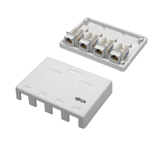 Tripp-Lite N236-004-WH | Pre-Configured Unshielded Cat6 4-Port Surface-Mount Box, 110 IDC, RJ45, White