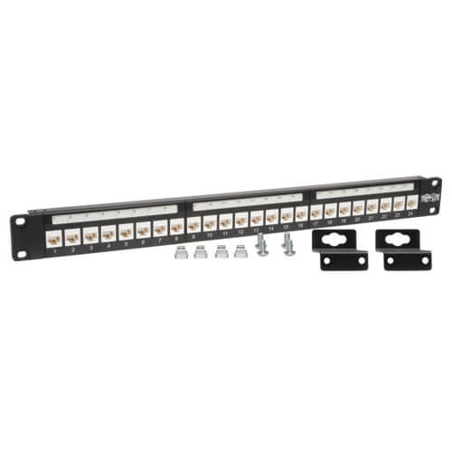 Tripp-Lite N250-024-LP | 24-Port Cat6/Cat5 Low Profile Feed-Through Patch Panel, 1U Rack-Mount/Wall-Mount, TAA