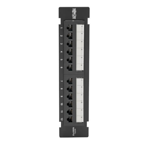 Tripp-Lite N250-P12 | Cat6 Wall-Mount 12-Port Patch Panel - PoE+ Compliant, 110/Krone, 568A/B, RJ45 Ethernet, TAA