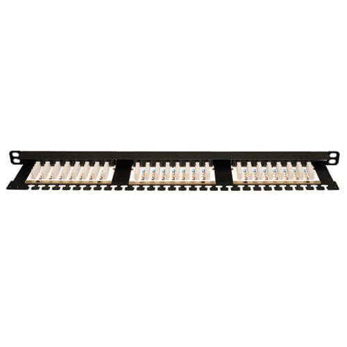 Tripp-Lite N252-024-HU | 24-Port 0.5U Rack-Mount Cat6/Cat5 110 Patch Panel 568B, RJ45 Ethernet, TAA