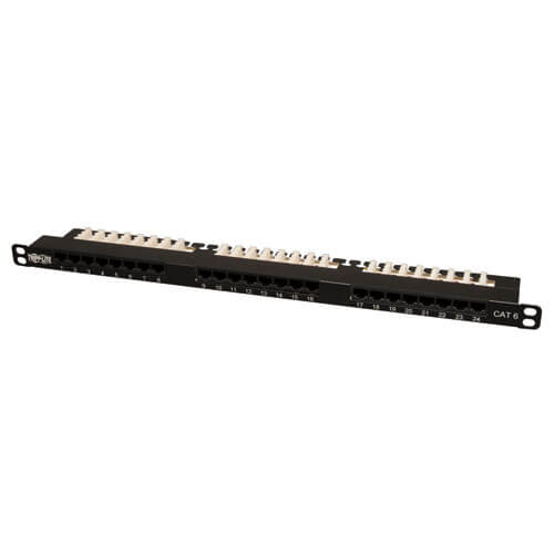 Tripp-Lite N252-024-HU | 24-Port 0.5U Rack-Mount Cat6/Cat5 110 Patch Panel 568B, RJ45 Ethernet, TAA