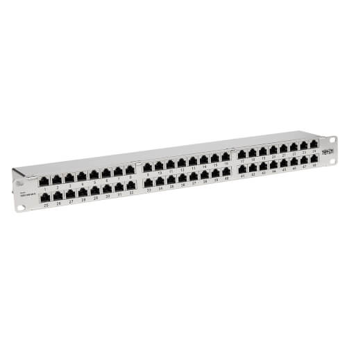 Tripp-Lite N252-048-SH-K | Cat5e/Cat6 48-Port Patch Panel - Shielded, Krone IDC, 568A/B, RJ45 Ethernet, 1U Rack-Mount, TAA
