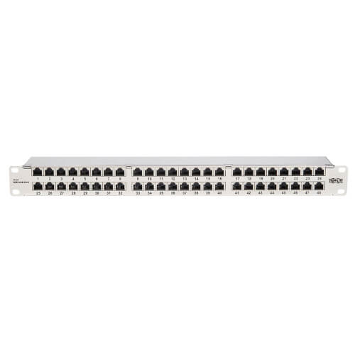 Tripp-Lite N252-048-SH-K | Cat5e/Cat6 48-Port Patch Panel - Shielded, Krone IDC, 568A/B, RJ45 Ethernet, 1U Rack-Mount, TAA