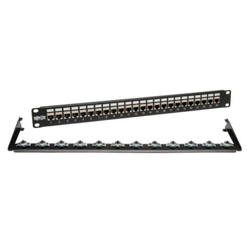 Tripp-Lite N254-024-SH | 24-Port 1U Rack-Mount STP Shielded Cat6 /Cat5 Feedthrough Patch Panel, RJ45 Ethernet, TAA