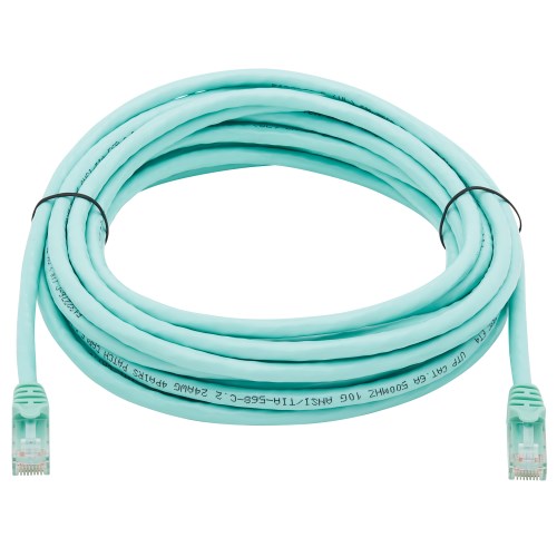 Tripp-Lite N261-025-AQ | Cat6a 10G Certified Snagless UTP Ethernet Cable (RJ45 M/M), Aqua, 25 ft. (7.62 m)