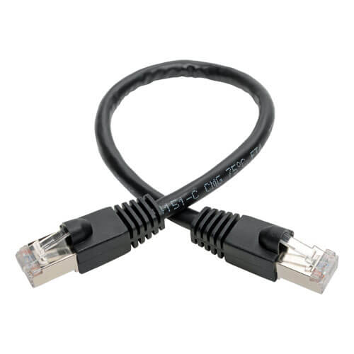 Tripp-Lite N262-001-BK | Cat6a 10G-Certified Snagless Shielded STP Ethernet Cable (RJ45 M/M), PoE, Black, 1 ft. (0.31 m)