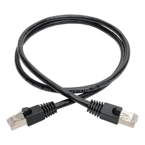 Tripp-Lite N262-003-BK | Cat6a 10G-Certified Snagless Shielded STP Ethernet Cable (RJ45 M/M), PoE, Black, 3 ft. (0.91 m)