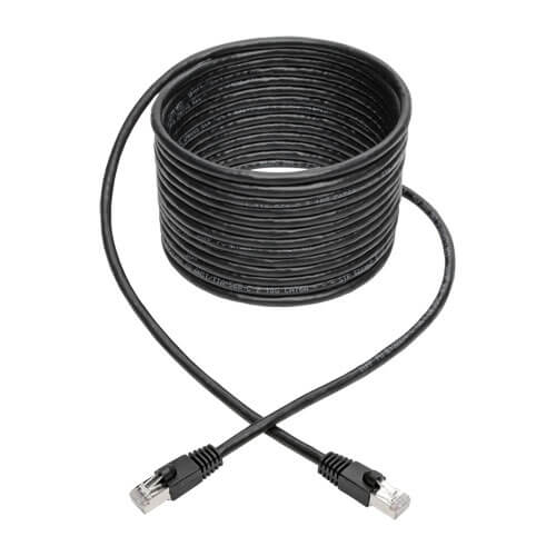 Tripp-Lite N262-020-BK | Cat6a 10G-Certified Snagless Shielded STP Ethernet Cable (RJ45 M/M), PoE, Black, 20 ft. (6.09 m)