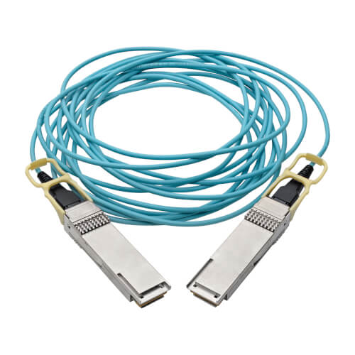 Tripp-Lite N28H-05M-AQ | QSFP28 to QSFP28 Active Optical Cable - 100GbE, AOC, M/M, Aqua, 5M (16.4 ft.)