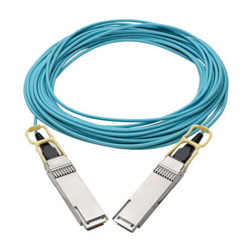 Tripp-Lite N28H-15M-AQ | QSFP28 to QSFP28 Active Optical Cable - 100GbE, AOC, M/M, Aqua, 15 m (49.2 ft.)