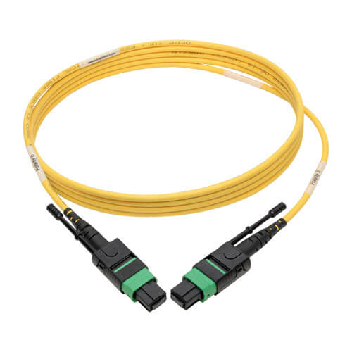 Tripp-Lite N390-01M-12-AP | MTP/MPO (APC) Singlemode Patch Cable (F/F), 12 Fiber, 40/100 GbE, QSFP+ 40GBASE-PLR4, Plenum, Push/Pull Tab, Yellow, 1 m (3.3 ft.)