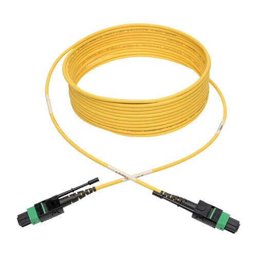 Tripp-Lite N390-07M-12-AP | MTP/MPO (APC) Singlemode Patch Cable (F/F), 12 Fiber, 40/100 GbE, QSFP+ 40GBASE-PLR4, Plenum, Push/Pull Tab, Yellow, 7 m (23 ft.)