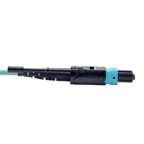 Tripp-Lite N844-01M-8LC-PT | MTP/MPO Fan-out Cable with Push/Pull Tab Connectors, MTP/MPO to 8xLC, 40GbE, 40GBASE-SR4,OM3 Plenum-rated - Aqua, 1M (3.28 ft.)