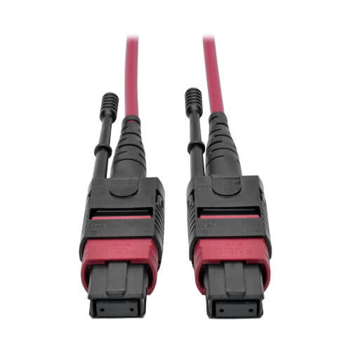 Tripp-Lite N845-02M-12-MG | 100G MTP/MPO Multimode OM4 Plenum-Rated Fiber Optic Cable (F/F), 12 Fiber, 40/100GBASE-SR4, Push/Pull Tabs, Magenta, 2 m