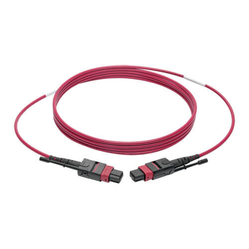 Tripp-Lite N845-02M-12-MG | 100G MTP/MPO Multimode OM4 Plenum-Rated Fiber Optic Cable (F/F), 12 Fiber, 40/100GBASE-SR4, Push/Pull Tabs, Magenta, 2 m