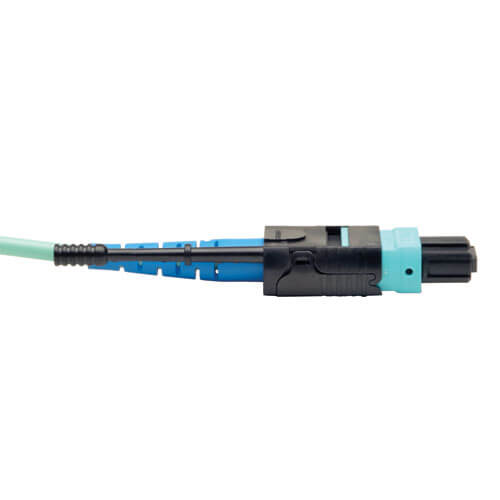Tripp-Lite N846-01M-24-P | 100G MTP/MPO Multimode OM3 Plenum-Rated Fiber Optic Cable (CXP), 24 Fiber, 100GBASE-SR10, Push/Pull Tabs, Aqua, 1 m