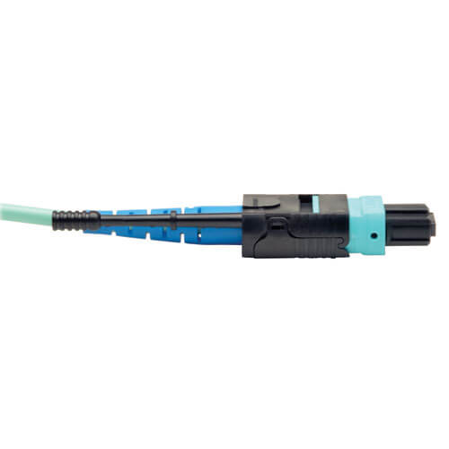 Tripp-Lite N846-10M-24-P | MTP/MPO Patch Cable with Push/Pull Tab Connectors, 100GBASE-SR10, CXP, 24 Fiber, 100Gb OM3 Plenum-rated - Aqua, 10M (33 ft.)