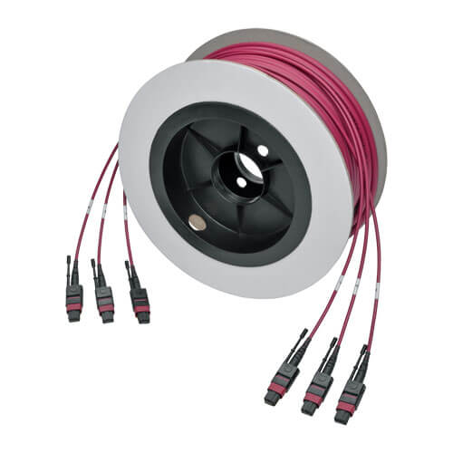 Tripp-Lite N858-30M-3X8-MG | MTP/MPO Multimode Base-8 Trunk Cable, 24-Strand, 40GB/100GB, 40/100GBASE-SR4, OM4 Plenum-Rated (3xF/3xF), Push/Pull Tab, Magenta, 30 m (98 ft.)