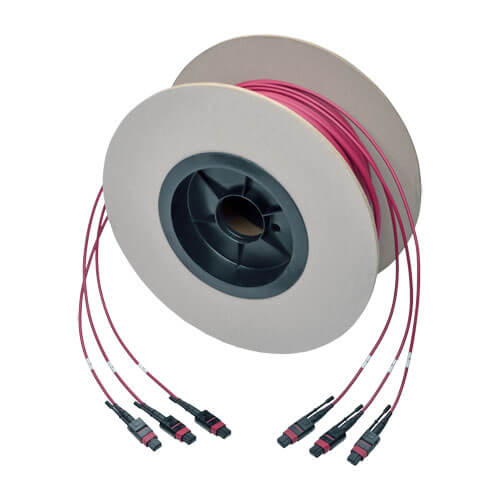 Tripp-Lite N858-38M-3X8-MG | MTP/MPO Multimode Base-8 Trunk Cable, 24-Strand, 40GB/100GB, 40/100GBASE-SR4, OM4 Plenum-Rated (3xF/3xF), Push/Pull Tab, Magenta, 38 m (124 ft.)