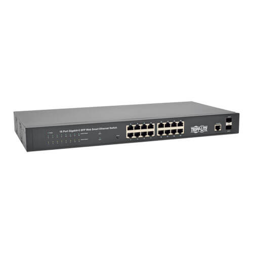 Tripp-Lite NGS16C2 | 16 10/100/1000Mbps Port Gigabit L2 Web-Smart Managed Switch, 2 Dedicated Gigabit SFP Slots, 36 Gbps, Web Interface