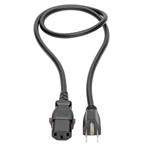 Tripp-Lite P006-L03 | Computer Power Cord, NEMA 5-15P to Locking C13 - 10A, 125V, 18 AWG, 3 ft. (0.91 m)