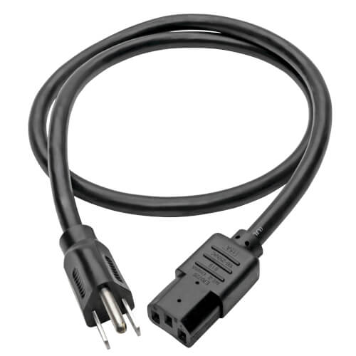 Tripp-Lite P007-003 | Computer Power Cord, NEMA 5-15P to C13 - Heavy-Duty, 15A, 125V, 14 AWG, 3 ft. (0.91 m), Black