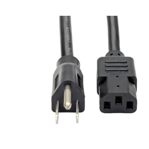 Tripp-Lite P007-012 | Computer Power Cord, NEMA 5-15P to C13 - Heavy-Duty, 15A, 125V, 14 AWG, 12 ft. (3.66 m), Black