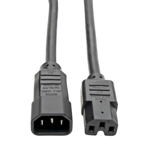 Tripp-Lite P018-002 | Power Cord C14 to C15 - Heavy-Duty, 15A, 250V, 14 AWG, 2 ft. (0.61 m), Black