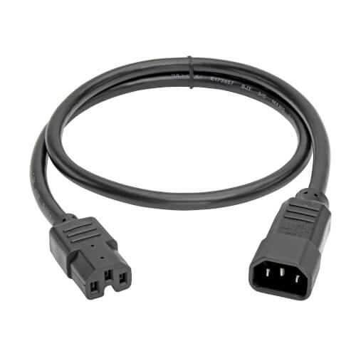 Tripp-Lite P018-002 | Power Cord C14 to C15 - Heavy-Duty, 15A, 250V, 14 AWG, 2 ft. (0.61 m), Black
