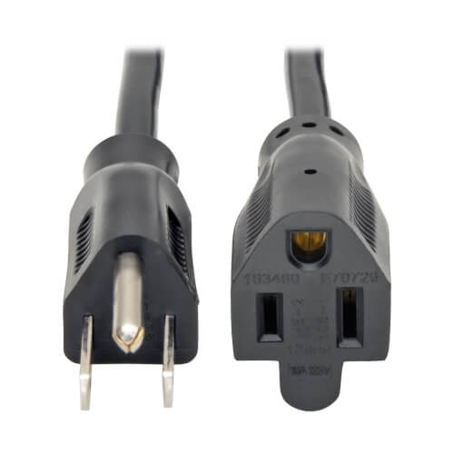 Tripp-Lite P022-001-2 | Extension Cord Y Splitter, NEMA 5-15P to 2x NEMA 5-15R - 10A, 120V, 18 AWG, 1 ft. (0.31 m), Black