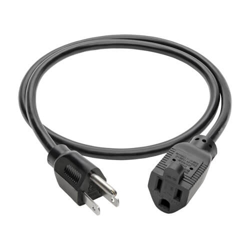 Tripp-Lite P022-003 | Power Extension Cord, NEMA 5-15P to NEMA 5-15R - 10A, 120V, 18 AWG, 3 ft. (0.91 m), Black