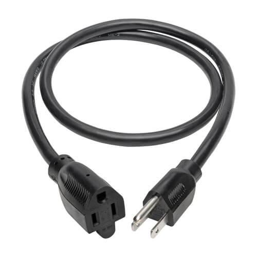 Tripp-Lite P024-003 | Power Extension Cord, NEMA 5-15P to NEMA 5-15R - Heavy-Duty, 15A, 120V, 14 AWG, 3 ft. (0.91 m), Black