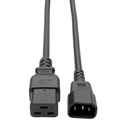 Tripp-Lite P047-004 | Power Cord, C19 to C14 - Heavy-Duty, 15A, 250V, 14 AWG, 4 ft. (1.22 m), Black