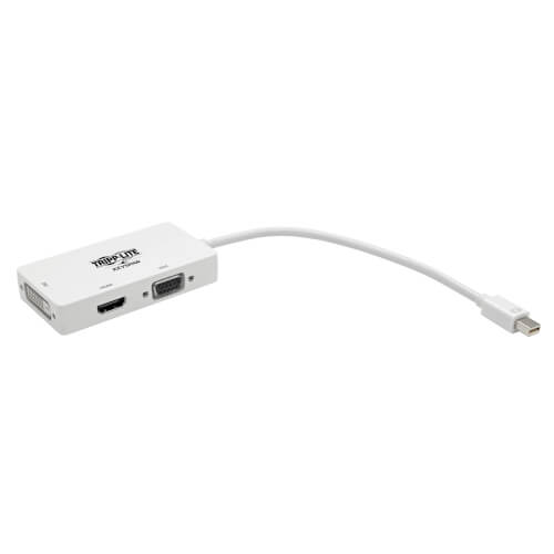 Tripp-Lite P137-06N-HDVW | Keyspan Mini DisplayPort to VGA/DVI/HDMI All-in-One Video Converter Adapter, White, 6-in. (15.24 cm)