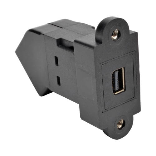 Tripp-Lite P169-000-KPA-BK | Mini DisplayPort to DisplayPort All-in-One Keystone/Panel Mount Angled Adapter (F/F), Black
