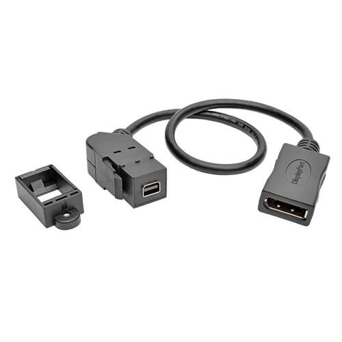 Tripp-Lite P169-001-KPA-BK | Mini DisplayPort to DisplayPort Keystone/Panel Mount Adapter Cable (F/F), Angled Connector, 1 ft. (0.3 m)