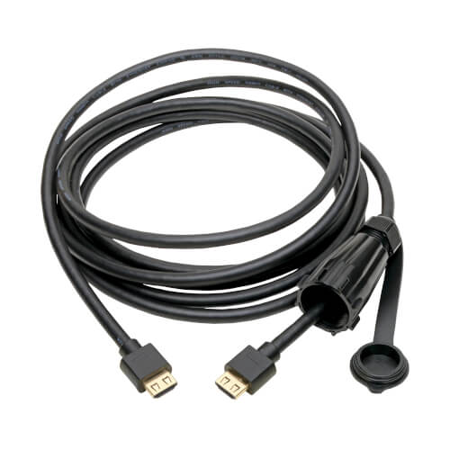 Tripp-Lite P569-010-IND | High-Speed HDMI Cable (M/M) - 4K 60 Hz, HDR, Industrial, IP68, Hooded Connector, Black, 10 ft.