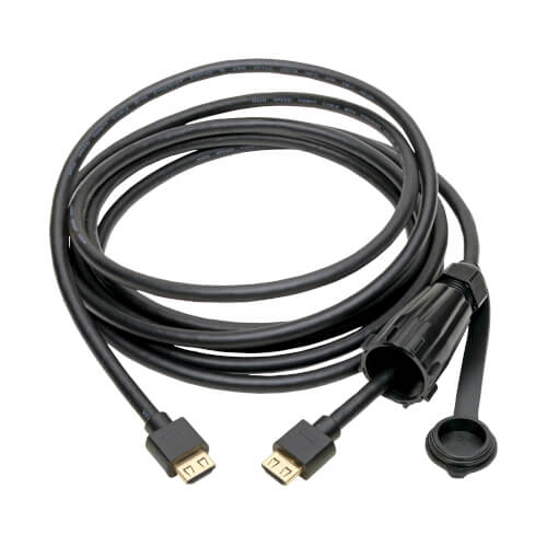 Tripp-Lite P569-012-IND | High-Speed HDMI Cable (M/M) - 4K 60 Hz, HDR, Industrial, IP68, Hooded Connector, Black, 12 ft.