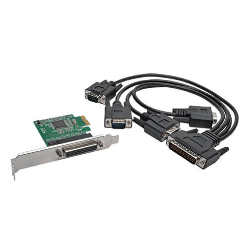 Tripp-Lite PCE-D9-04-CBL | 4-Port DB9 (RS-232) Serial PCI Express (PCIe) Card with Breakout Cable, Full Profile