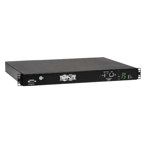Tripp-Lite PDUMH15HVATNET | 2.4kW Single-Phase Switched Automatic Transfer Switch PDU, Two 200-240V C14 Inlets, 10 C13 Outputs, 1U, TAA