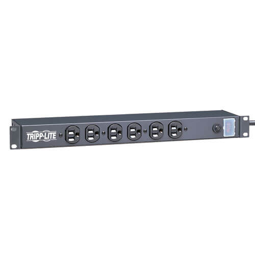 Tripp-Lite RS-1215 | 1U Rack-Mount Power Strip, 120V, 15A, 5-15P, 12 Outlets (6 Front-Facing, 6-Rear-Facing), 15 ft. (4.57 m) Cord