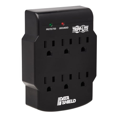 Tripp-Lite SK6-0B | 6-Outlet Surge Protector, Direct Plug-In, 750 Joules, Diagnostic LED, Black