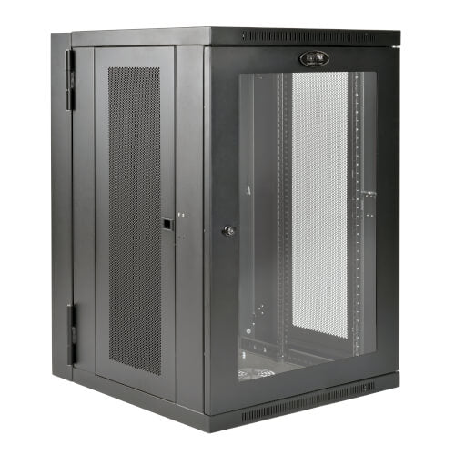 Tripp-Lite SRW18USDPG | SmartRack 18U UPS-Depth Wall-Mount Half-Height Rack Enclosure, Clear Acrylic Window, Hinged Back