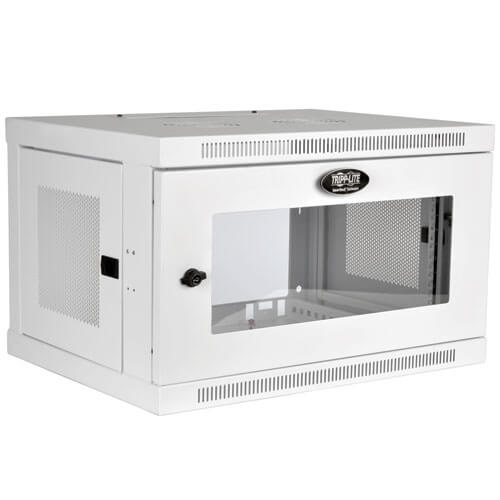 Tripp-Lite SRW6UWG | SmartRack 6U Low-Profile Switch-Depth Wall-Mount Mini Rack Enclosure, Clear Acrylic Window, White