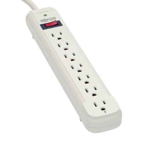 Tripp-Lite TLP725 | Protect It! 7-Outlet Surge Protector, 25 ft. Cord, 1080 Joules, Diagnostic LED, Light Gray Housing