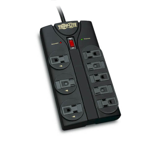 Tripp-Lite TLP808B | Protect It! 8-Outlet Surge Protector, 8 ft. (2.43 m) Cord, 1440 Joules, Black Housing