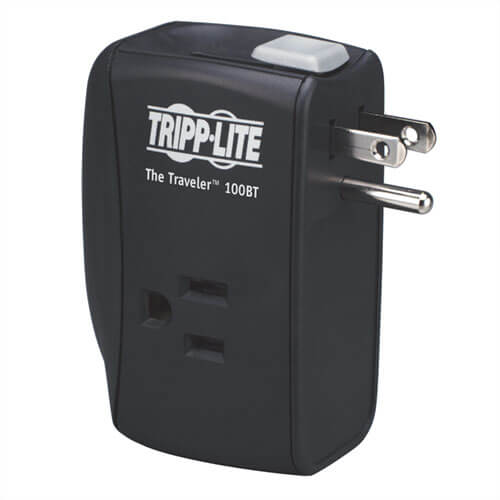 Tripp-Lite TRAVELER100BT | Protect It! 2-Outlet Portable Surge Protector, Direct Plug-In, 1050 Joules, Ethernet Protection